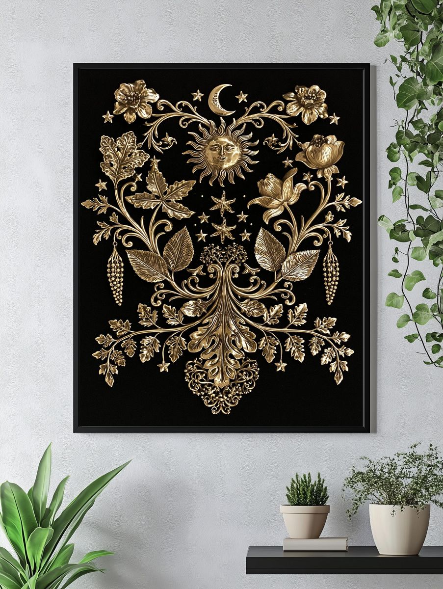 Celestial Botanical Gilded Poster. — room view 4
