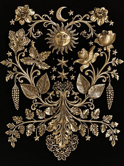 Celestial Botanical Gilded Poster.