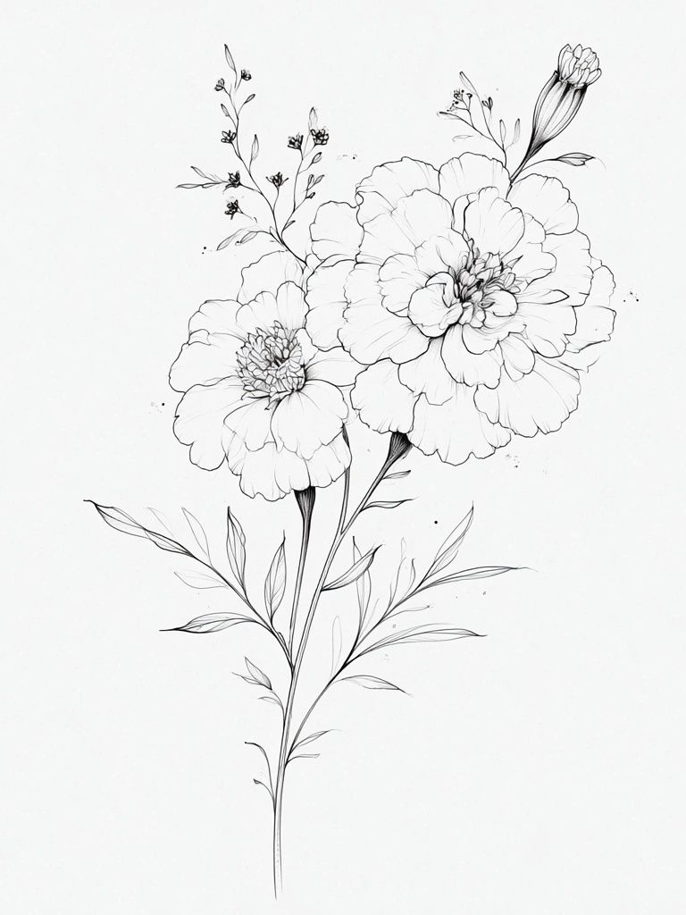 Delicate Floral Line Art Poster. poster — botanical art