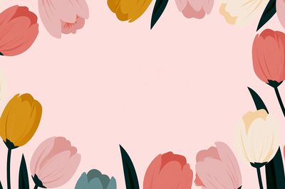 Pastel Tulip Border Illustration Poster.
