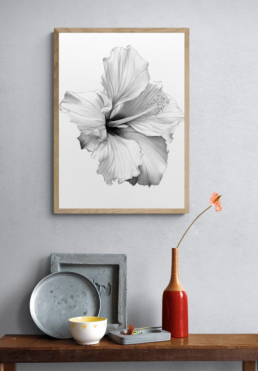 Hibiscus Bloom Botanical Print. — room view 3