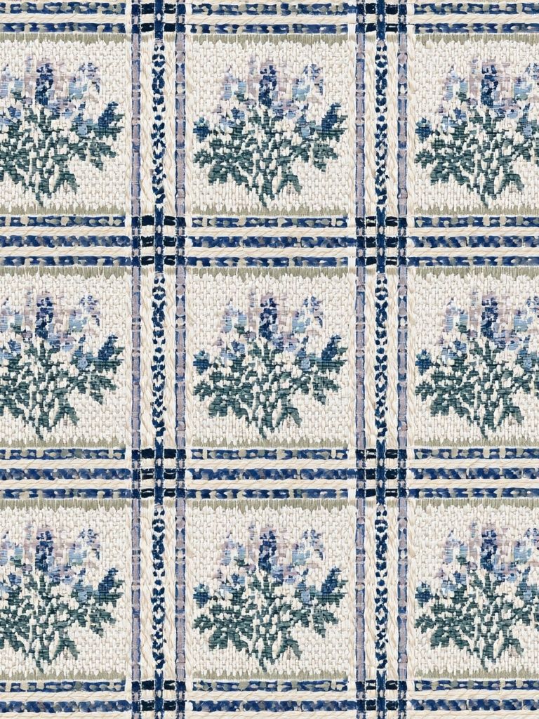 Blue Floral Tiled Pattern Print. poster — botanical art