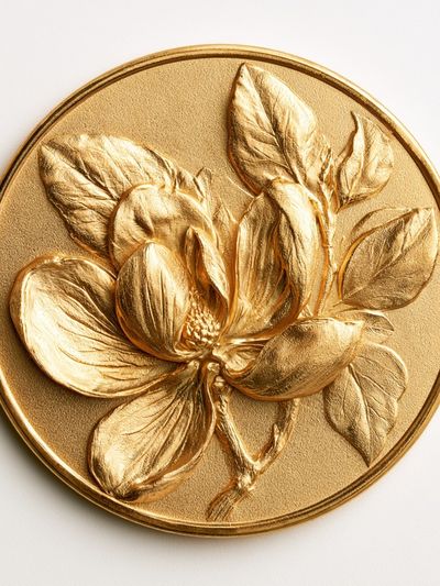 Golden Magnolia Relief Print. poster