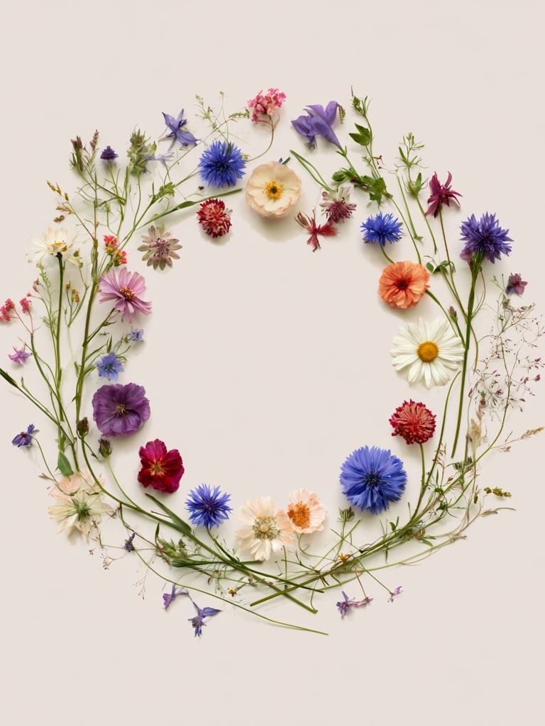 Wildflower Wreath Botanical Print. poster detail