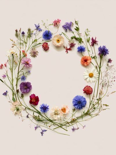 Wildflower Wreath Botanical Print.