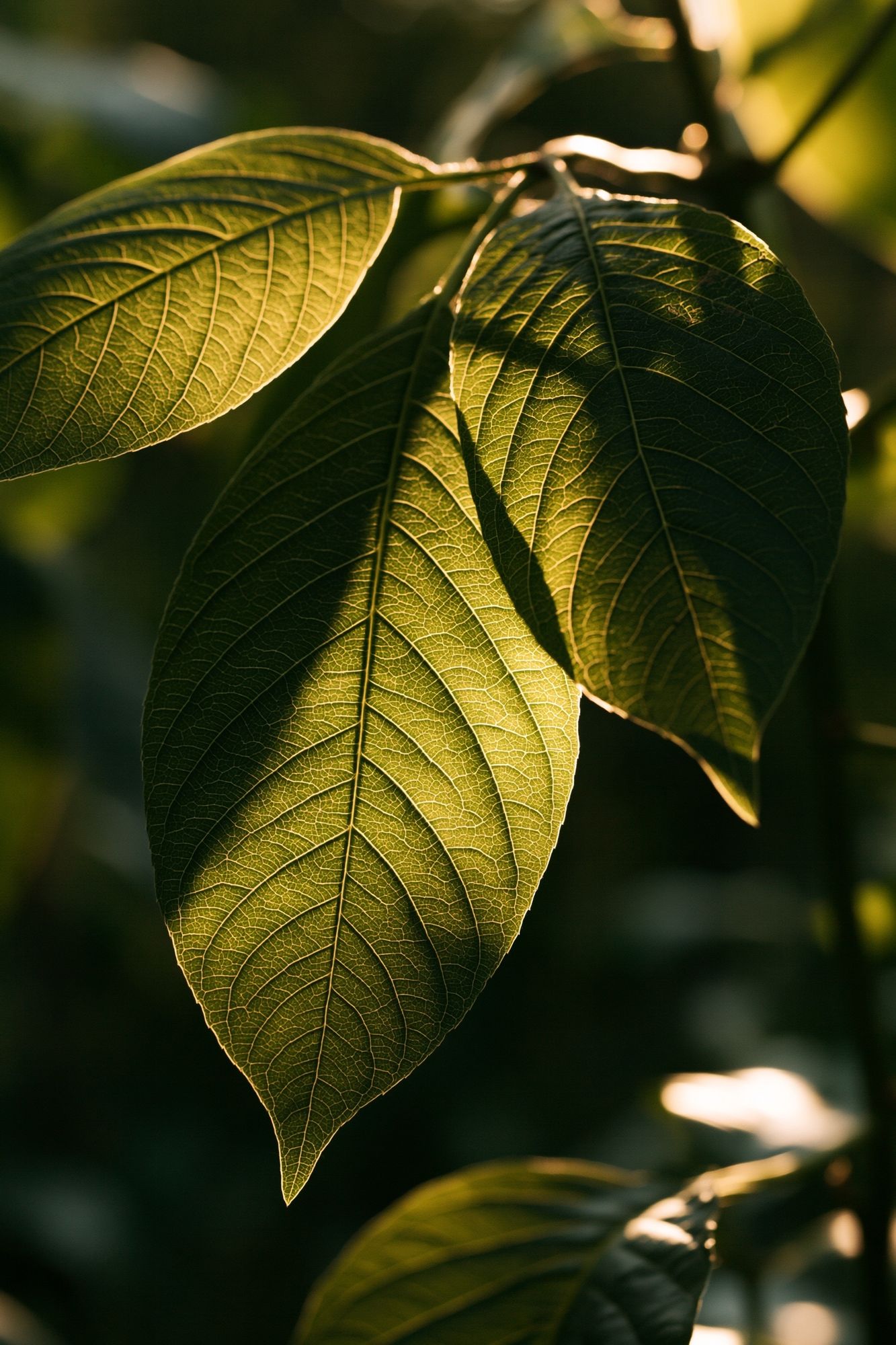 Sunlit Green Leaves Botanical Print. poster — botanical art