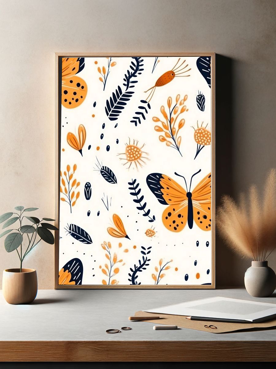 Butterfly Botanical Pattern Print. — room view 2