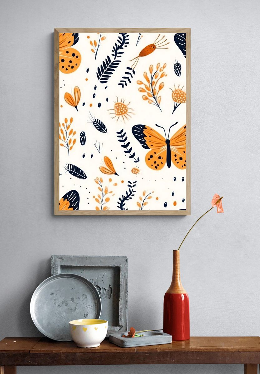 Butterfly Botanical Pattern Print. — room view 3