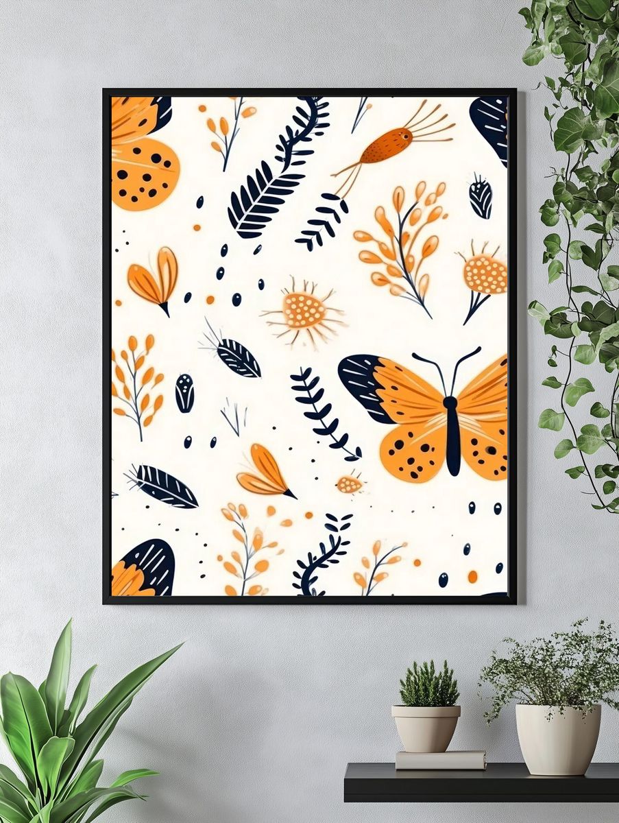 Butterfly Botanical Pattern Print. — room view 4