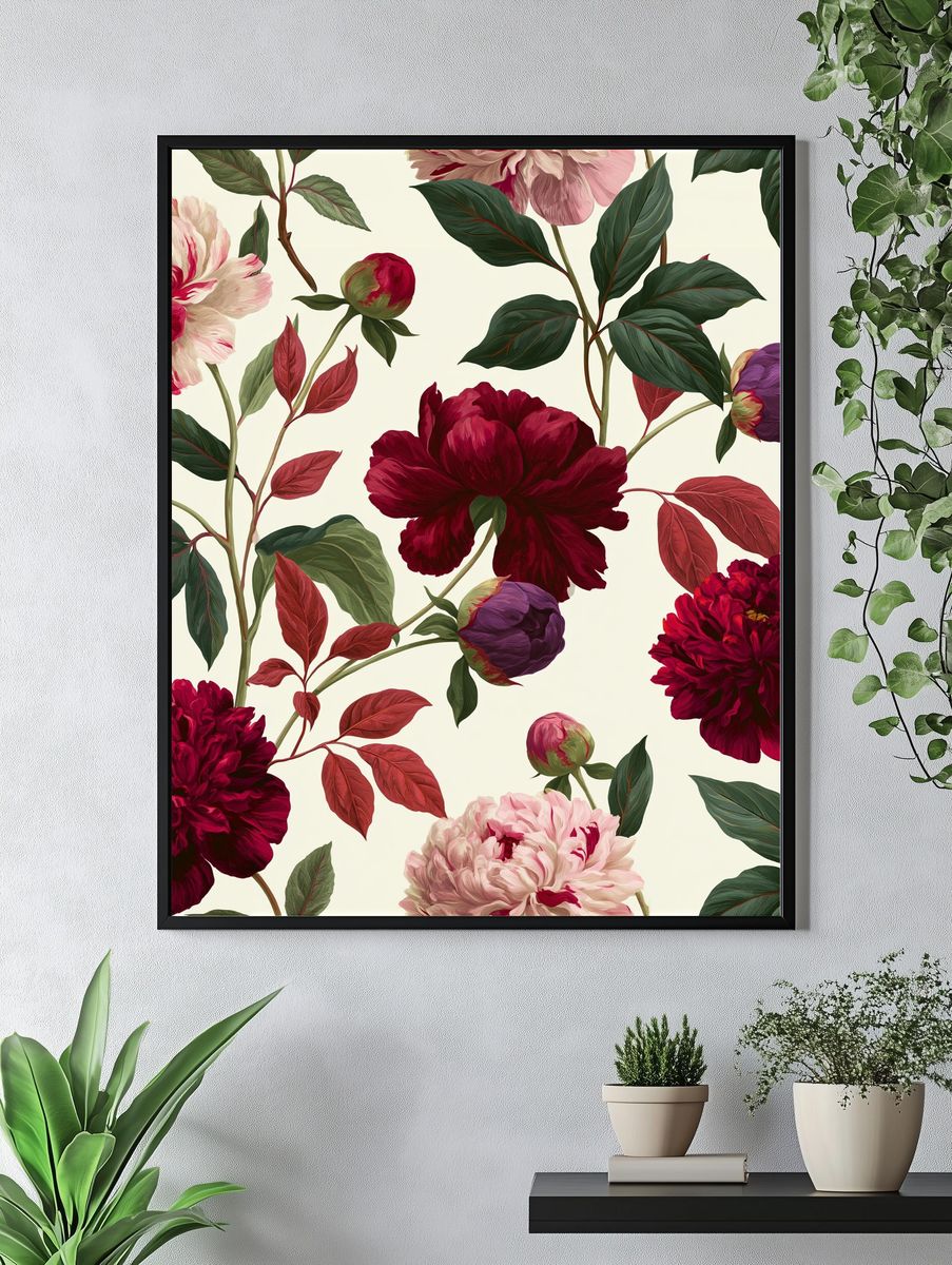 Peony Bloom Botanical Print. — room view 4