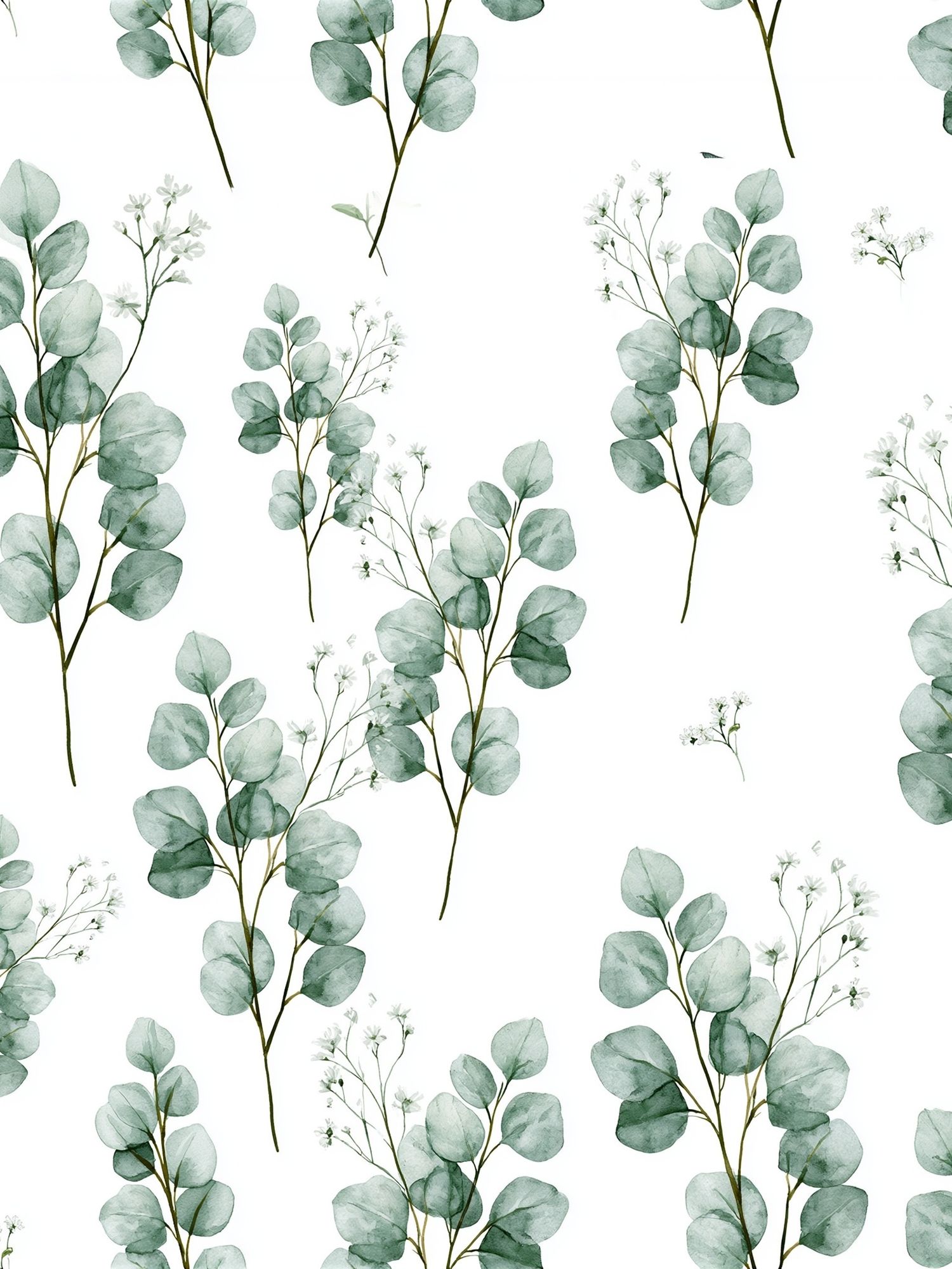 Eucalyptus Sprigs Watercolor Print. poster detail