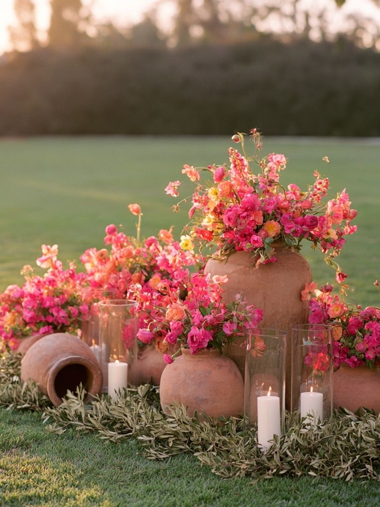 Pink Floral Garden Still Life Poster. poster detail