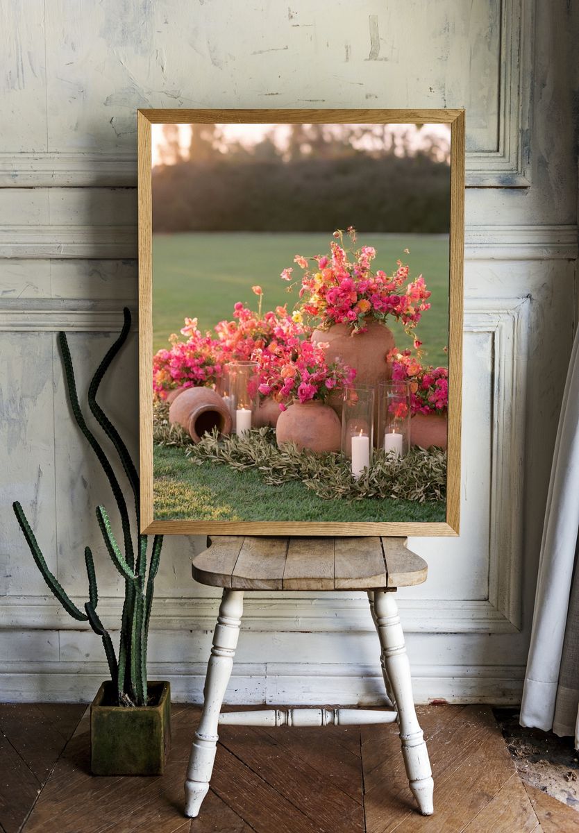 Pink Floral Garden Still Life Poster. — room view 1