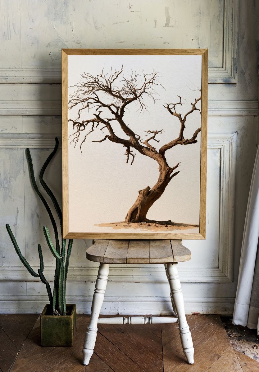 Bonsai Tree Minimalist Print. room preview