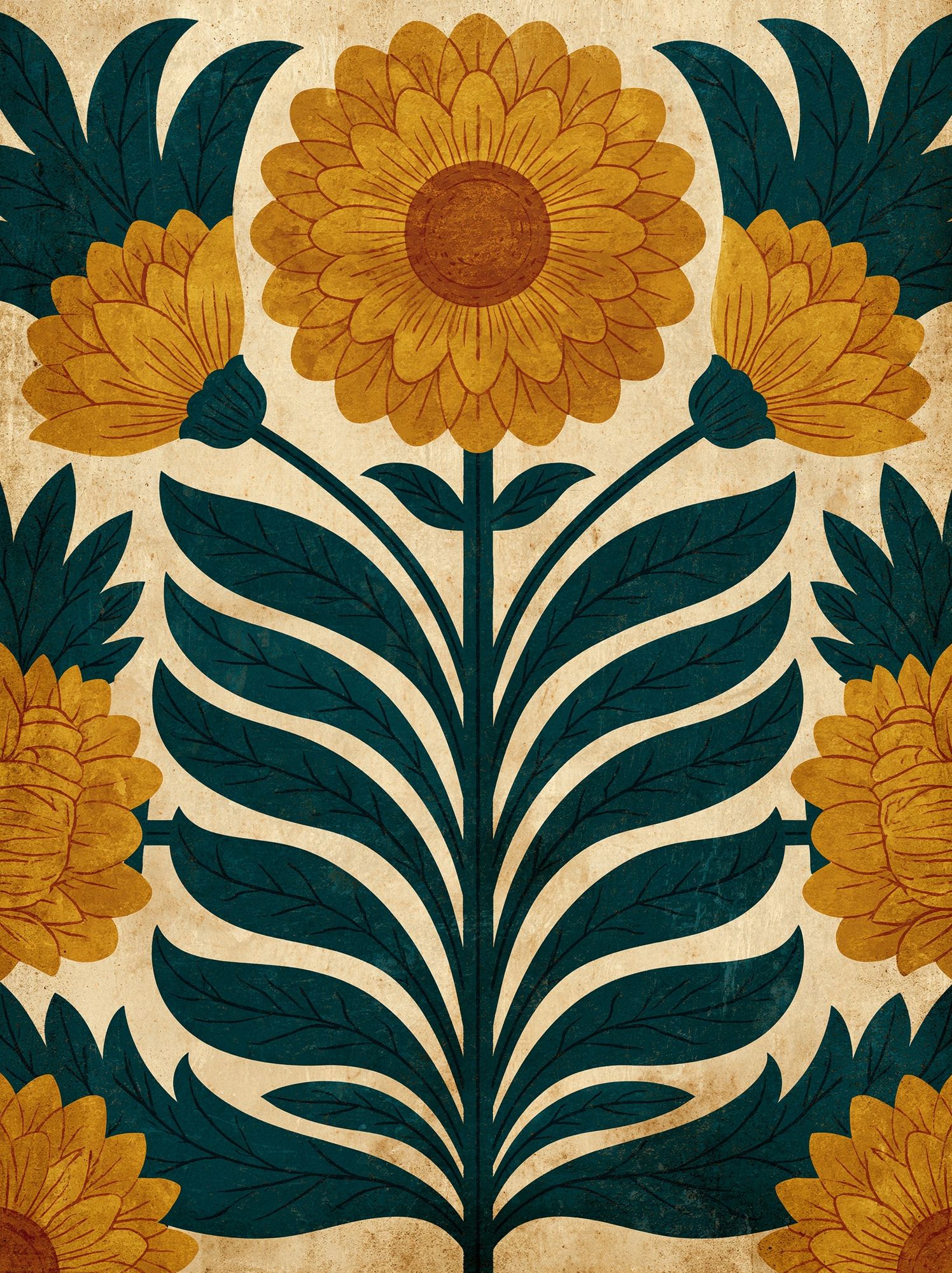 Floral Folk Pattern Poster. poster — botanical art