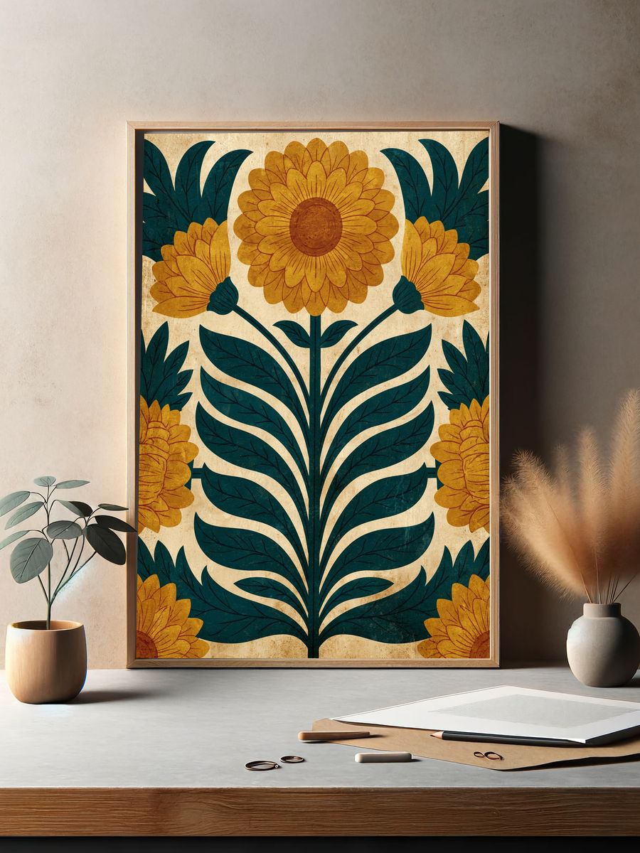 Floral Folk Pattern Poster. — room view 2
