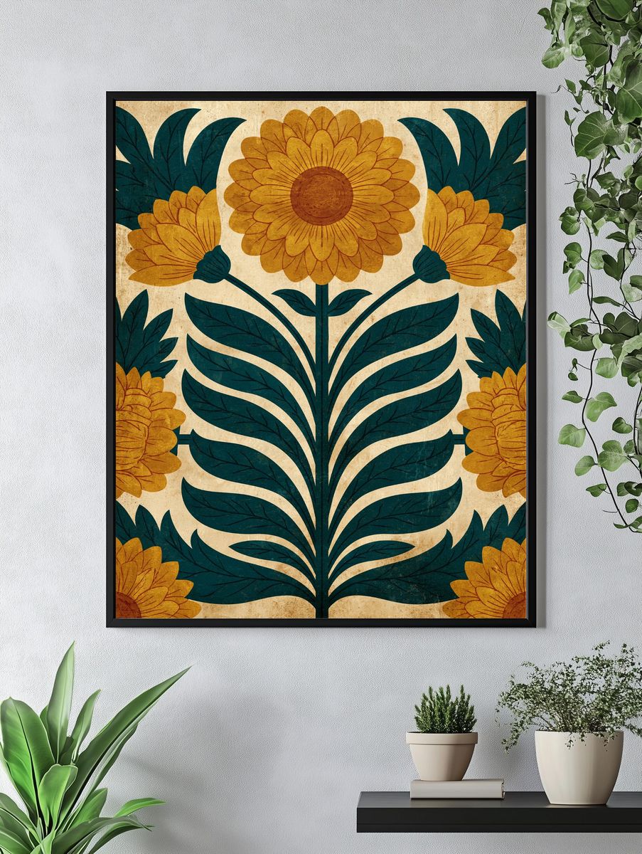 Floral Folk Pattern Poster. — room view 4