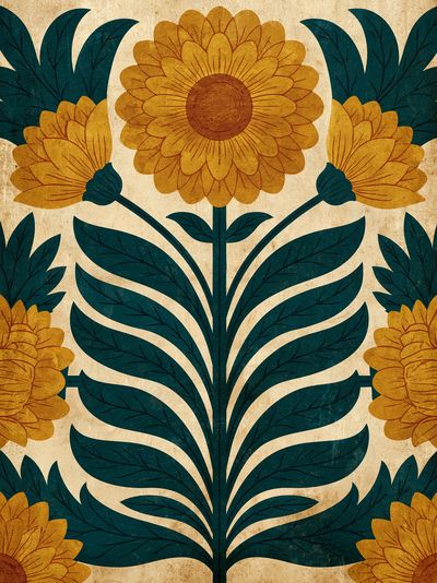Floral Folk Pattern Poster. poster print