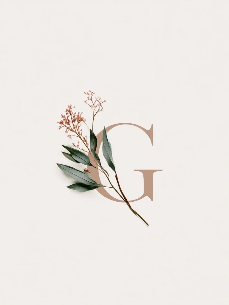 Botanical Letter G Minimalist Print. poster detail