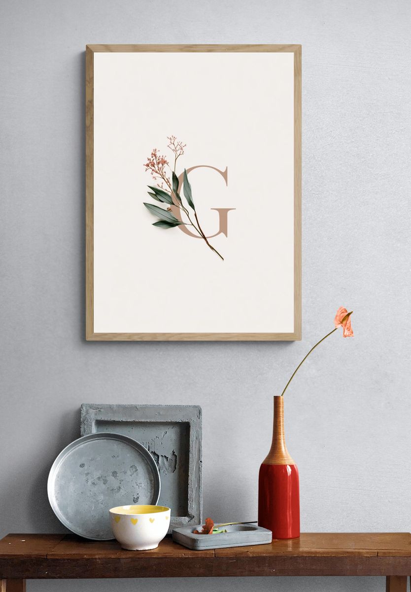 Botanical Letter G Minimalist Print. — room view 3