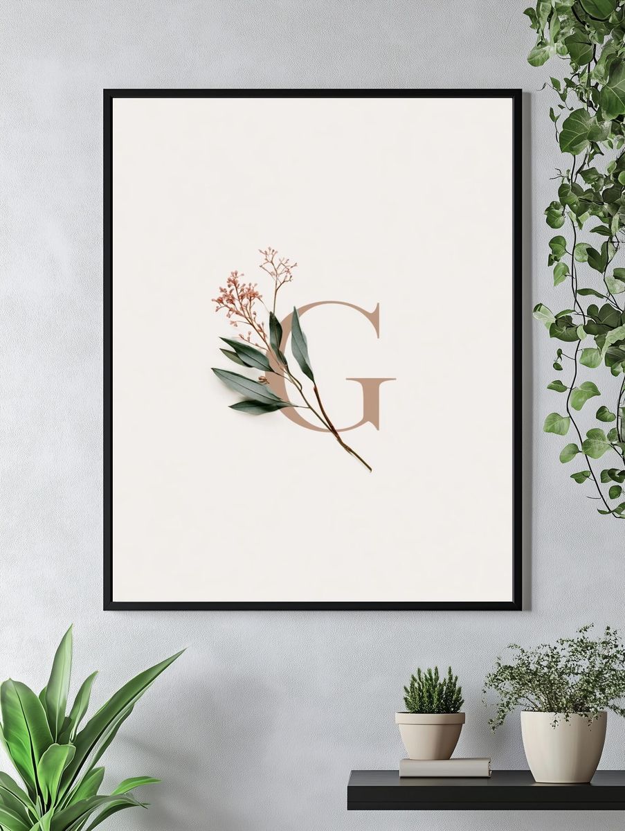 Botanical Letter G Minimalist Print. — room view 4