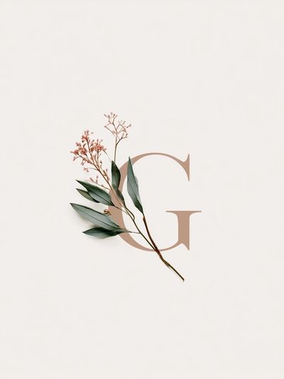 Botanical Letter G Minimalist Print.