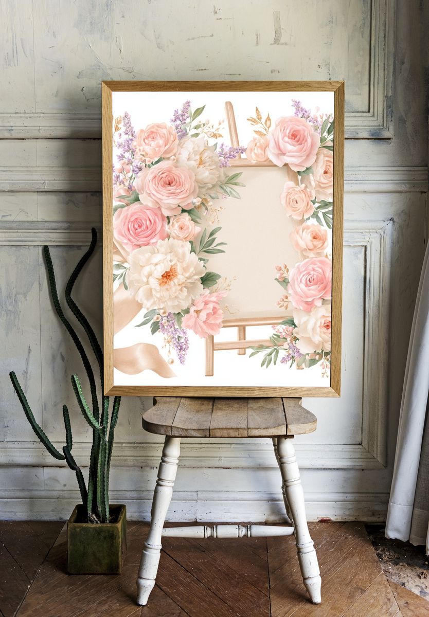Pastel Floral Easel Frame Poster. room preview