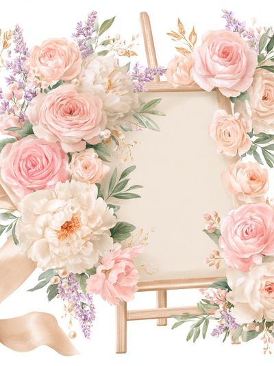 Pastel Floral Easel Frame Poster. poster