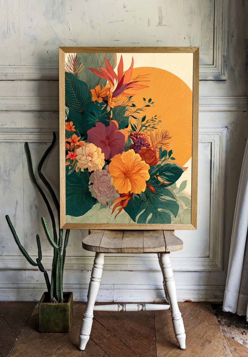 Tropical Bloom Botanical Poster. room preview