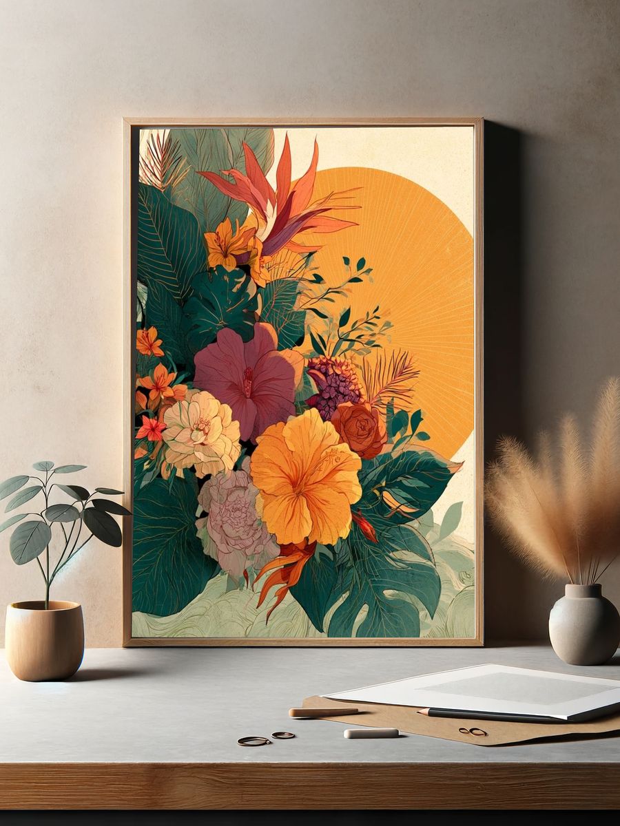 Tropical Bloom Botanical Poster. — room view 2