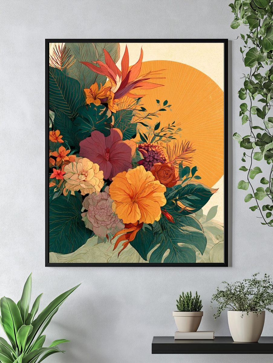 Tropical Bloom Botanical Poster. — room view 4
