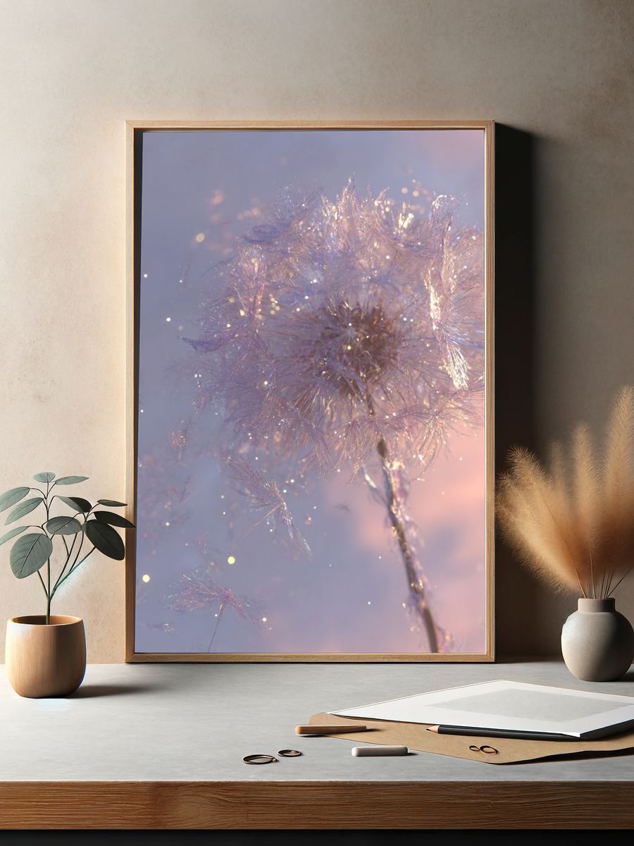 Dreamy Dandelion Photography Poster. — room view 2