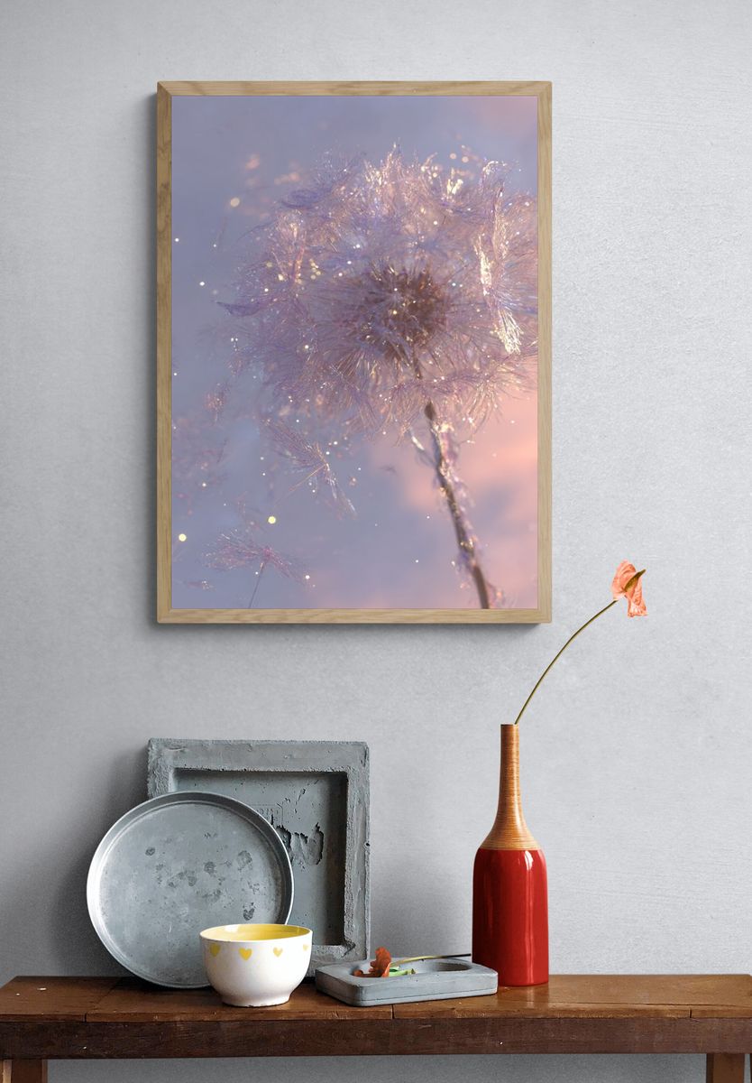 Dreamy Dandelion Photography Poster. — room view 3