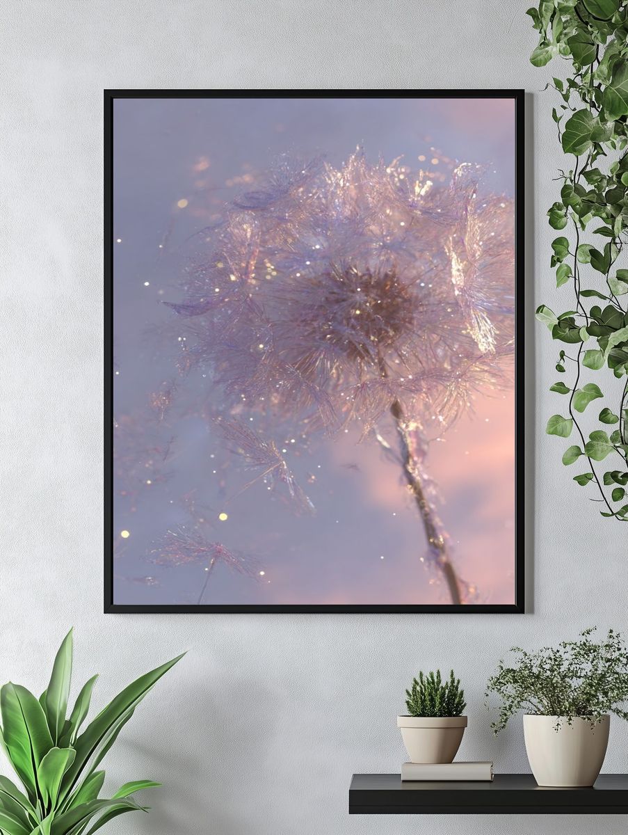 Dreamy Dandelion Photography Poster. — room view 4