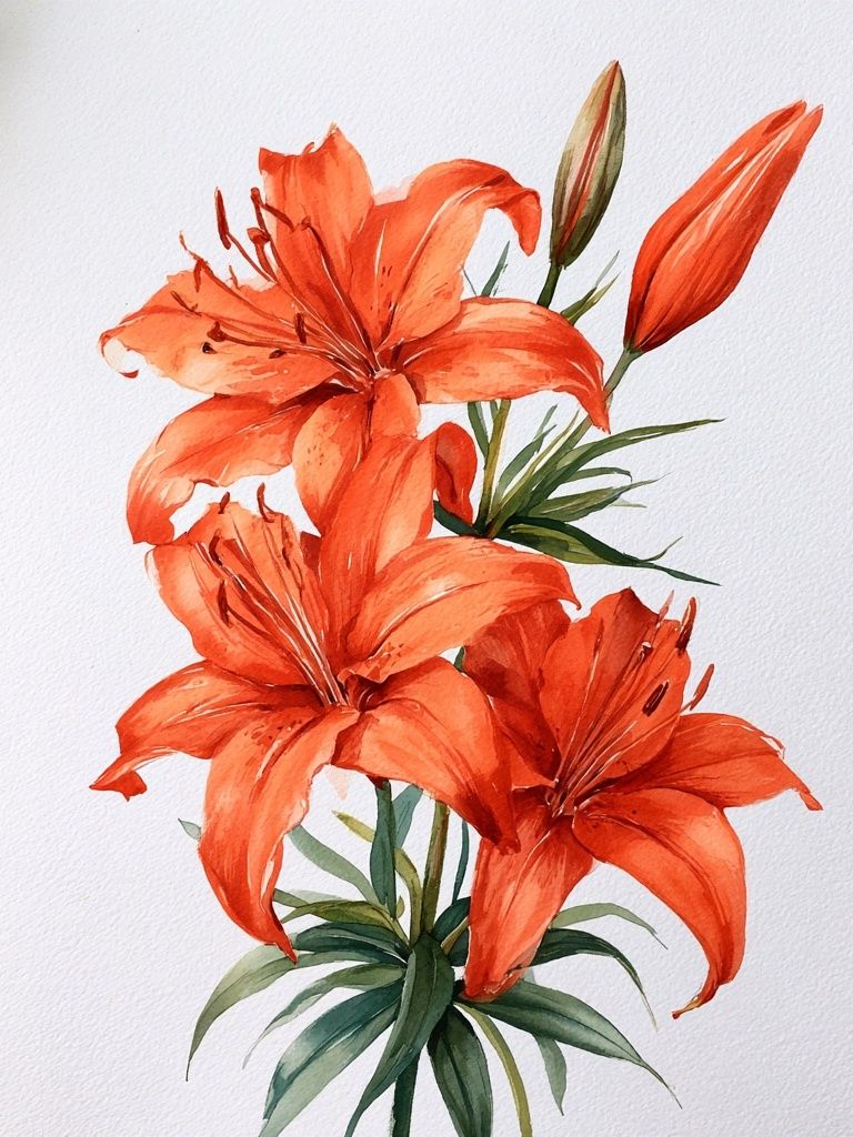 Orange Lily Watercolor Poster. poster — botanical art