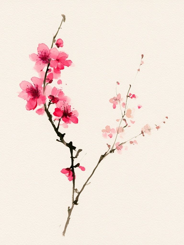 Cherry Blossom Watercolor Print. poster detail