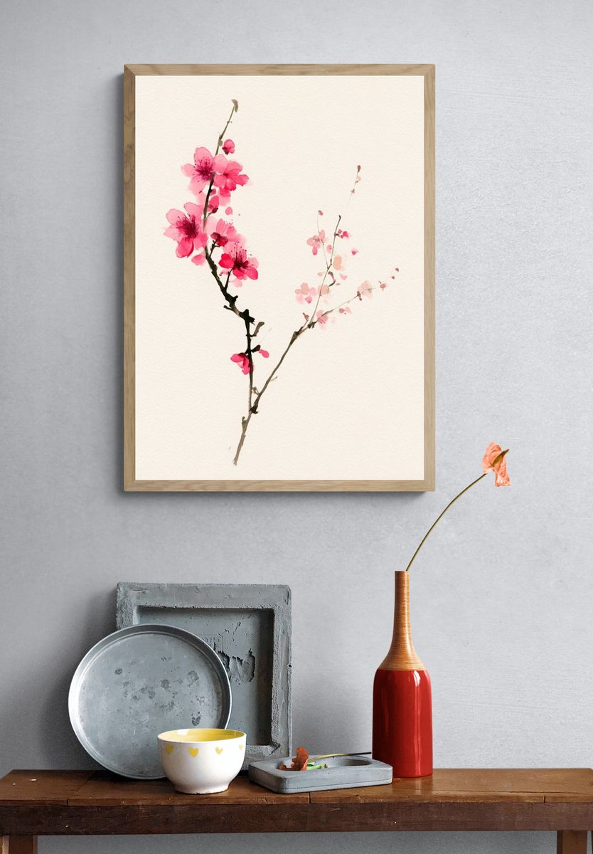 Cherry Blossom Watercolor Print. — room view 3