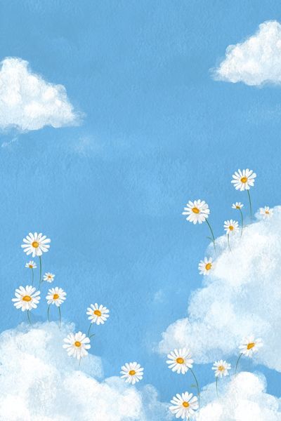 Daisy Clouds Watercolor Poster.