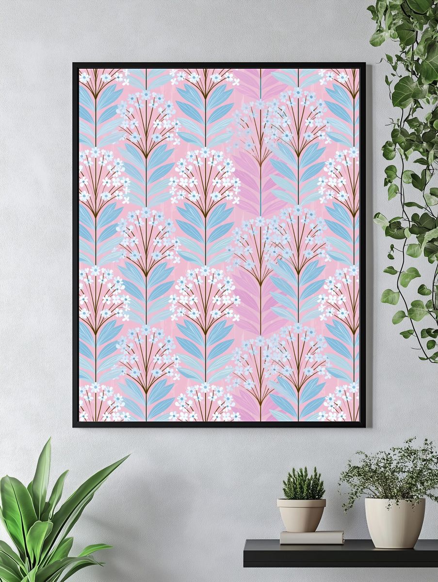 Pastel Floral Pattern Poster. — room view 4