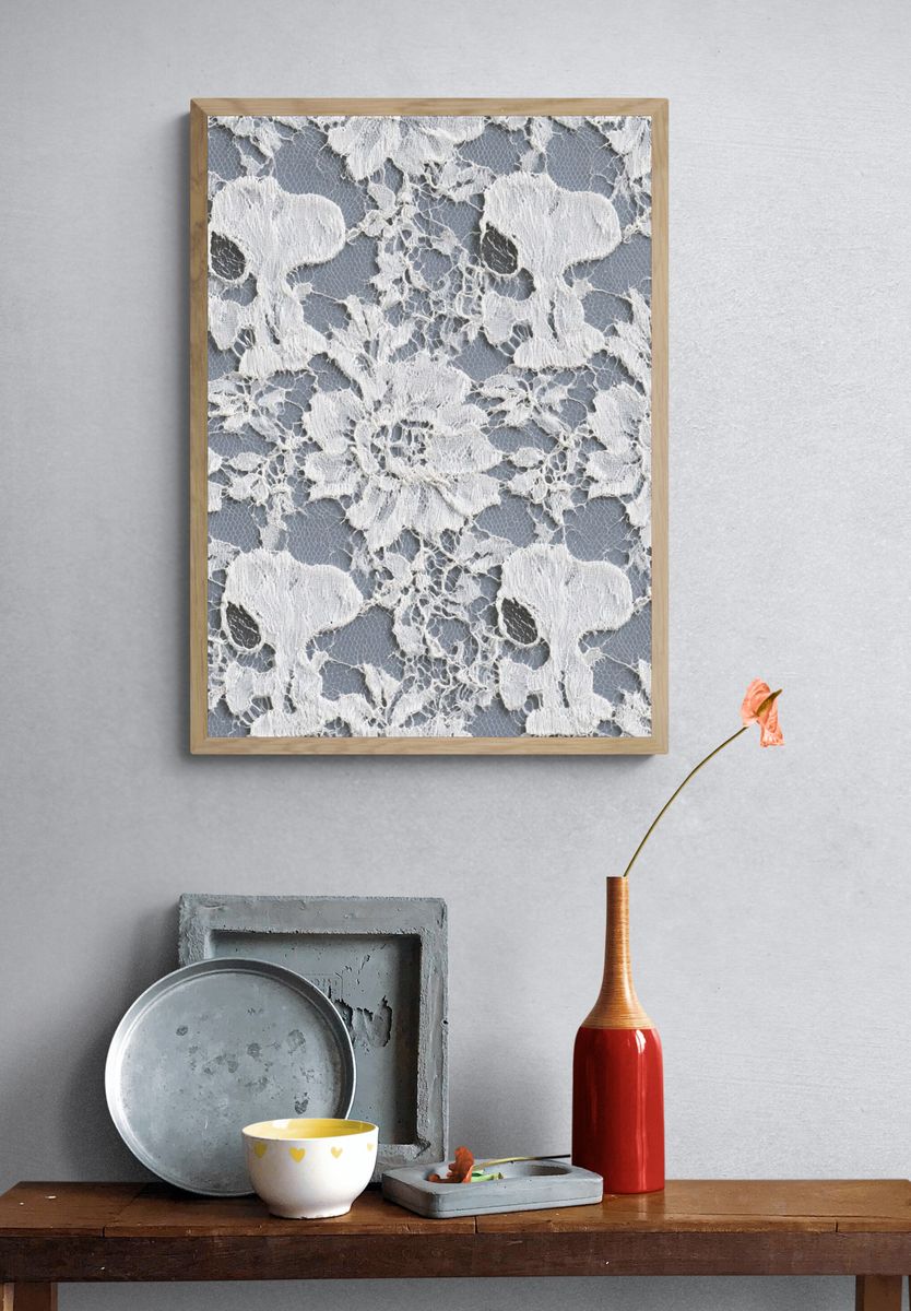 White Lace Floral Pattern Print. — room view 3