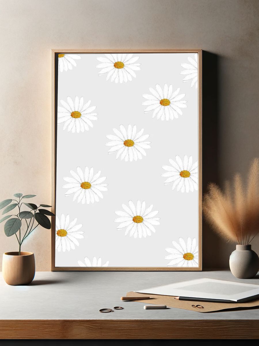Hand drawn white flower patterned. — room view 2