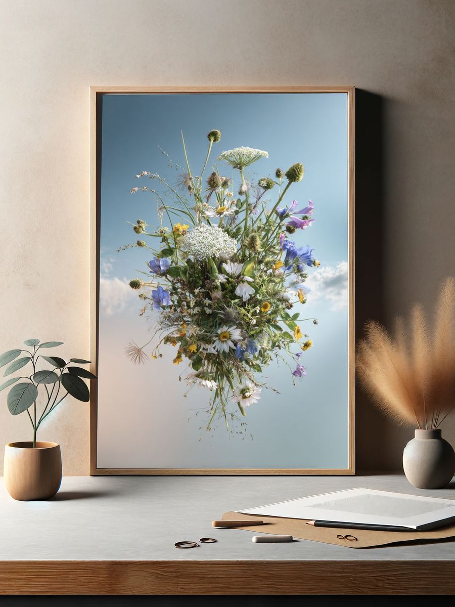 Wildflower Bouquet Botanical Print. — room view 2