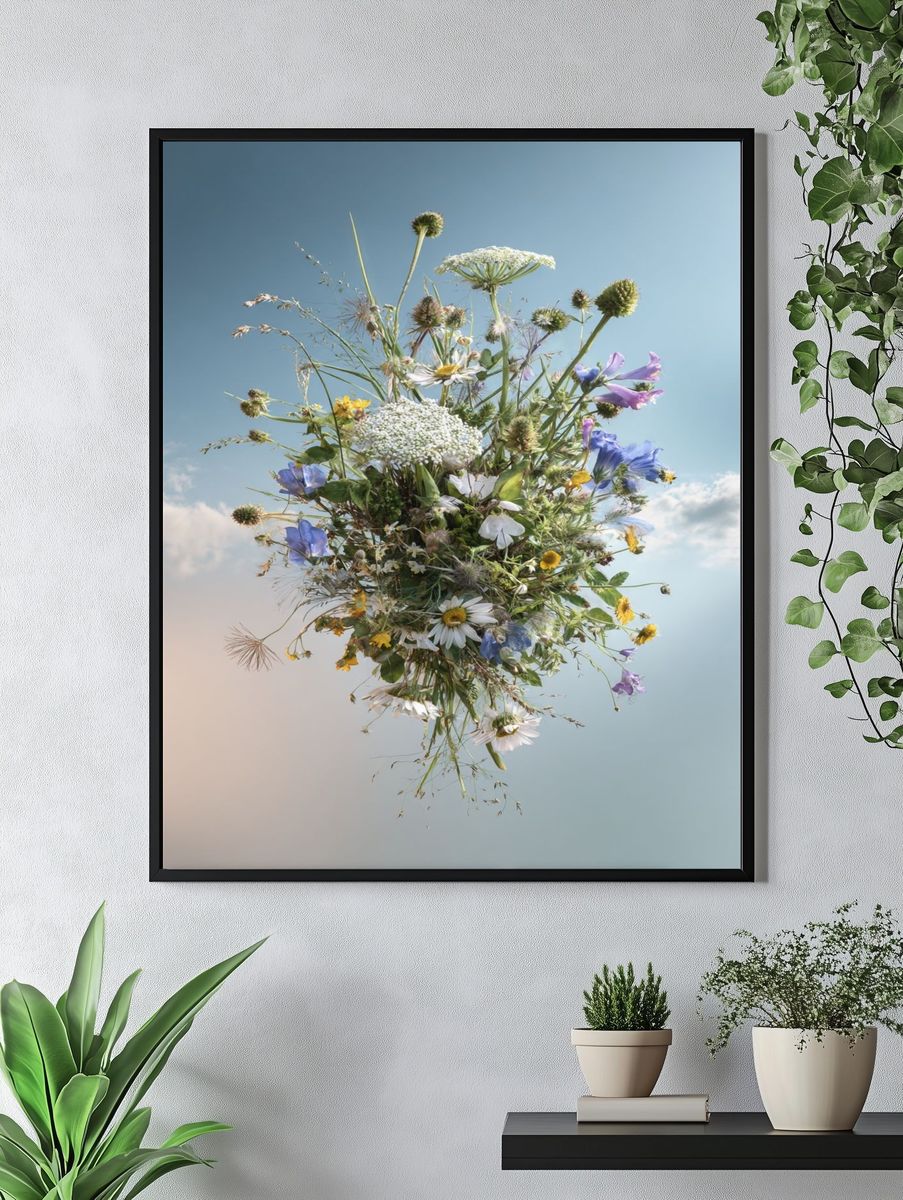 Wildflower Bouquet Botanical Print. — room view 4
