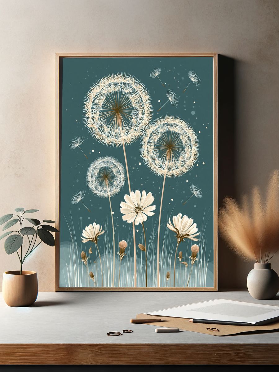 Dandelion Meadow Botanical Print. — room view 2