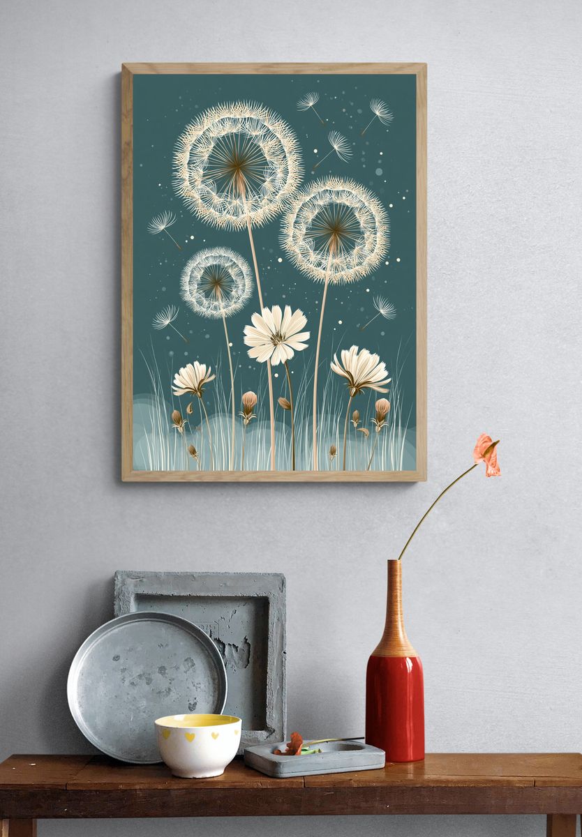 Dandelion Meadow Botanical Print. — room view 3