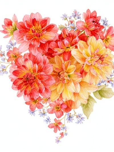 Watercolor Floral Heart Poster.