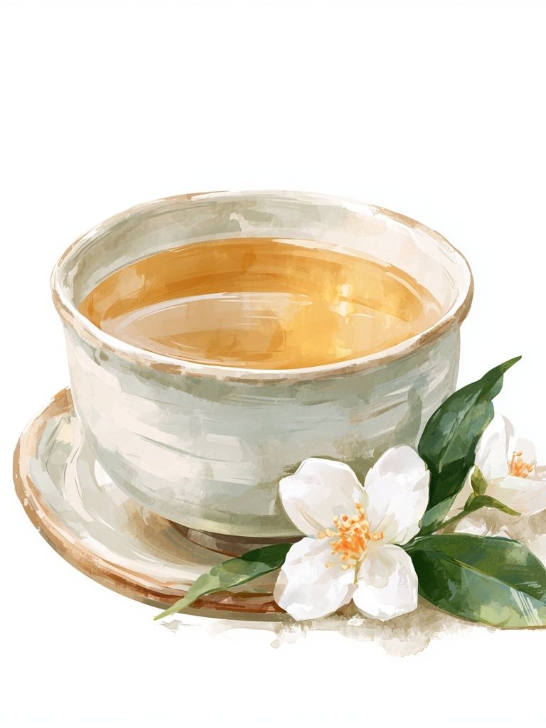 Tea Cup Watercolor Print. poster — botanical art