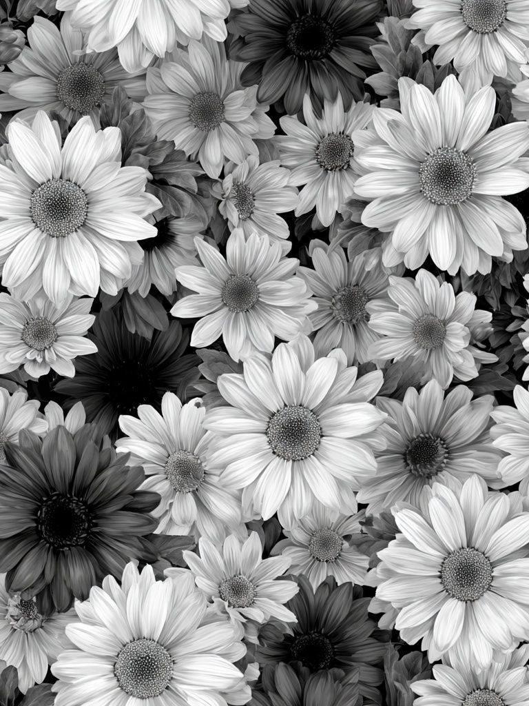 Black and White Daisy Floral Print. poster — botanical art