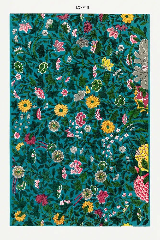 Green botanical pattern, Examples Chinese. poster detail