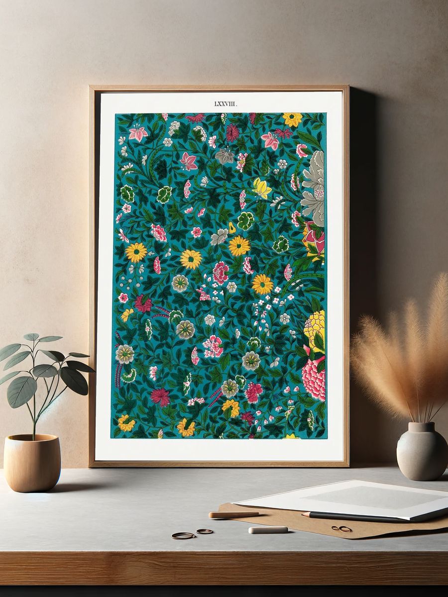 Green botanical pattern, Examples Chinese. — room view 2